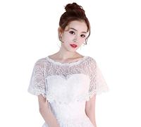 YO-HAPPY Femmes châle, Femmes Simple Couche Pure Haut Bas Mariage châle Wrap Floral Dentelle Applique épissage Garniture Nuptiale soirée Cape Haussement d'épaules Capelet boléro