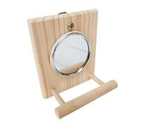 YO-HAPPY Miroir d'oiseau avec perchoir en Bois Support de Plate-Forme Amusante Jouets en Bois pour perroquets