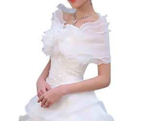 YO-HAPPY Tulle châle, Blanc élégant Fleur Multi Couche Tulle châle Mariage Wrap mariée en Mousseline de Soie Manteau Court fée Mariage Accessoires