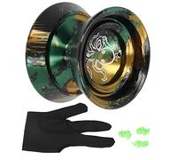 Yo-yo en Alliage d’Aluminium Non réactif, yo-yo métallique de compétition de Haute Technologie, Surface sablée sans décoloration, livré avec Un et 3 Cordes, adapté aux Enfants (Or Noir)