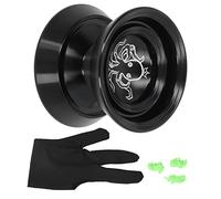 Yo-yo en Alliage d’Aluminium Non réactif, yo-yo métallique de Pointe pour la compétition, Surface sablée sans décoloration, livré avec Un et 3 Cordes, adapté aux Enfants comme (Noire)