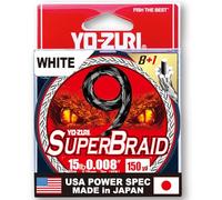 YO-ZURI SUPERBRAID 9 - Ligne de pêche tressée flottante, 130 m, blanc, 6,8 kg