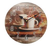 YOAI Horloge murale de cuisine - Horloge de cuisine - Style rustique - À quartz - Sans bruit de tic-tac - 30 cm - Cappuccino (café)