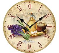 YOAI Horloge murale Horloge de cuisine Vintage Shabby Chic Antique Rustique Maison de campagne Horloge à quartz fabriquée en MDF avec mouvement silencieux 12 pouces de diamètre 30 cm (Beige)