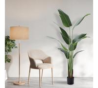 yoakaiax Bananier artificiel de 1,6 m, fausse plante de sol en soie avec pot, faux bananier en soie avec tige pour la maison, le salon, le bureau, l'intérieur. 5.