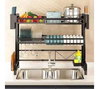 Yoakaiax Égouttoir à Vaisselle Au-dessus de l'Évier - Grand Égouttoir pour Comptoir de Cuisine à 2 Niveaux, Longueur Extensible