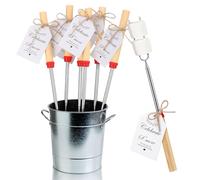 Yoande Lot de 6 paquets de dragées S'mores comprenant des bâtons de smores pour brasero pour fête d'anniversaire Smore avec ficelle extensible Bâtons de guimauve Brochettes Smores pour mariage camping