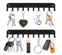 Yoanxong Lot de 2 supports muraux pour clés de voiture - 10 crochets pour clés de voiture - Sans perçage - Adhésif - Porte-clés mural pour entrée, salon, couloir (noir)