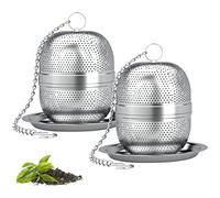 Yoassi 2 Pcs Boule à thé en Acier Inox, Infuseur à Thé en Maille Finne avec Chaîne à Crochet et Assiette, Passoire Filtre à Thé pour Feuilles de Thé, Herbes, Epices et Assaisonnements