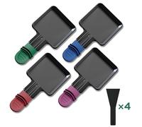Yoassi 4 Pcs Poêlons Raclette Carré à Revêtement Antiadhésif,Mini Coupelle Raclette avec Poignées Colorées Anti-brûlures pour Fromage Fondu Oeuf Frit,4 Pcs Spatules Passés au Lave-vaisselle