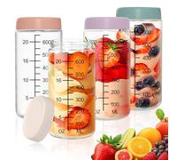 Yoassi 4 Pcs Pots pour Overnight Oats Gradués,700ml Bocaux en Verre avec Antidérapant Couvercle Hermétique pour Gruau de Nuit,Porridge,Yaourt,Réutilisables Pots de Conservation pour Confiture,Graines
