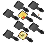 Yoassi 8Pcs Poêlon Raclette Carré à Revêtement Antiadhésif, Coupelle Raclette avec Poignée Anti-brûlure pour Fromage Fondu,Pommes de Terre,Oeuf Frit, 8Pcs Spatules en Nylon Passés au Lave-vaisselle