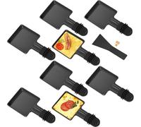 Yoassi 8Pcs Poêlon Raclette Carré à Revêtement Antiadhésif, Coupelle Raclette avec Poignée Anti-brûlure pour Fromage Fondu,Pommes de Terre,Oeuf Frit, 8Pcs Spatules en Nylon Passés au Lave-vaisselle