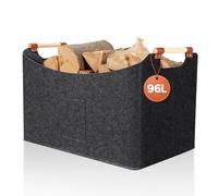Yoassi 96L Pliable Panier à Bois Renforcé Range Bûche Intérieur 60*40*40cm | Sac à Bois en Feutre Épaissi avec Poignées Renforcées Porte Bûche pour Cheminée/Poêle,Range Jouets,Journaux,Livres,Vêtements