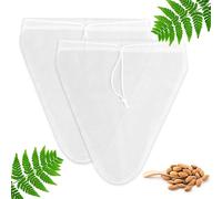 Yoassi Lot de 2 Sac Filtrant Nylon, Mailles Fines pour Filtrer Lait Végétal, Jus de Fruits- Forme V, 28 x 30 cm
