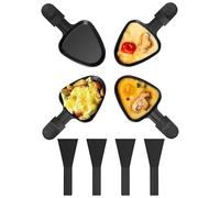 Yoassi Lot de 4 Poêlon Raclette Triangulaire Anti-adhésif, Coupelle Raclette Triangle avec Poignée Anti-brûlure pour Fromage Fondu, Oeuf Frit, 4Pcs Spatules en Nylon Passés au Lave-vaisselle
