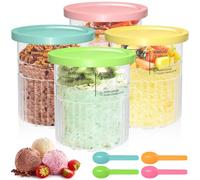 Yoassi Lot de 4 Pots pour Ninja Creamy Deluxe,680ml Récipient de Crème Glacée pour Ninja Creami NC500 NC501,Bocaux de Rechange avec Couvercle et Cuillère Colorés, Lavables au Lave-Vaisselle