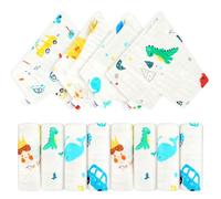 Yoassi Lot de 8 Mousselines Coton Bébé, 100% Coton Doux pour Peau, 25 * 50cm Lange Respirant pour Bavoir, Couverture, Serviette