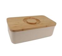 Yobadam Beurrier avec Couvercle en Bois, Conception Grande capacité (Beige) | Conception scellée, couvercle de planche à découper amovible, plastique durable, décor de cuisine moderne