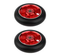 YOBAIH Roue Trotinette Freestyle 2 pcs 100mm Push/Kick/Stub Scooter Roues avec roulements AMP Bagues de Skateboard Scooter Roue Remplacement de la Roue (Color : Red)