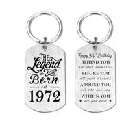 Yobent Cadeau d'anniversaire pour homme 1971, cadeau d'anniversaire de 54 ans pour femme, porte-clés « Happy 54th Bday », « Him Her », The Legend was Born in 1971, Argenté., 2*1.1inch
