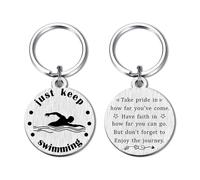Yobent Cadeau de nageur pour garçons et filles - Porte-clés inspirant Just Keep Swimming pour garçons, filles, femmes, hommes - Cadeau d'anniversaire, de Noël pour nageur