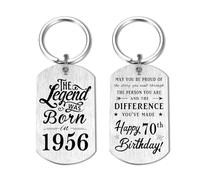 Yobent Cadeaux d'anniversaire pour elle et lui - Porte-clés personnalisé, cadeau d'anniversaire unique pour homme, Anniversaire 70 ans, 2*1.1 inch