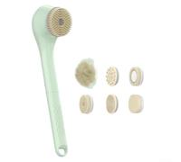 YobiLife Brosse de bain électrique avec trois niveaux d'intensité de massage et de gommage, long manche ergonomique pour atteindre le dos pour une utilisation sèche et humide, tête de brosse amovible