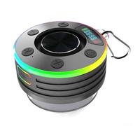 YobiLife Enceinte de douche étanche Bluetooth 5.3 avec radio FM, affichage de l'horloge LED, support ventouse, appels mains libres et son de basses 5 W pour salle de bain ou plage (bleu)