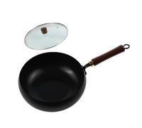 YobiLife Faitout en fer forgé à la main en métal non revêtu, rétention supérieure de la chaleur, facile à nettoyer, noir, 26,5 cm, pour rôtir à rôtir pour la cuisine (casserole de 28 cm + couvercle en