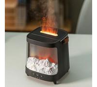 YobiLife Humidificateur de cheminée avec lumière LED 7 couleurs et effet flamme réaliste diffuseur d'aromathérapie pour la maison, la chambre à coucher, le salon, décoration gris foncé