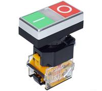 YobiLife Interrupteur à bouton-poussoir industriel avec commande Start Stop - Modèle LA38 11D RG, indicateur LED, indice IP40, tension 440 V, borne à vis, construction ABS noire (LA38-11/RG)