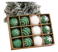 YobiLife Lot de 12 boules de Noël avec flocons de neige en mousse style art moderne pour sapin de Noël et décoration d'intérieur (vert)