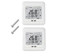 YobiLife Lot de 2 contrôleurs thermostats numériques avec grand écran LCD, modes de temps programmables pour chauffage au sol, capacité d'alimentation de l'interrupteur 16 A, pas de température