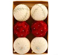 YobiLife Lot de 6 boules de Noël de 8,5 cm de diamètre pour décoration d'arbre avec couleurs champagne et vin rouge vin pour les fêtes (rouge vin)