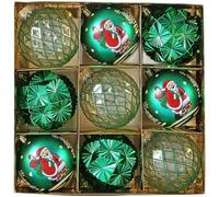 YobiLife Lot de 9 boules de Noël de 8 cm conçues pour sapin et décoration d'intérieur festive avec artisanat mécanique et fait à la main (vert)