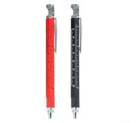 YobiLife Stylo à bille multifonction à encre gel avec tournevis, règle et étrier intégrés pour mesurer, dessiner, écrire et support de téléphone portable (bleu jaune)