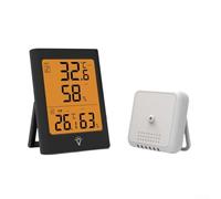 YobiLife Thermomètre intelligent sans fil avec fonction tactile et horloge météo pour la maison et le jardin (noir)