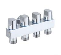 YobiLife Vanne d'angle en laiton 1 entrée 4 sorties Distributeur d'eau multi-connexions Répartiteur de robinet étanche Valve robuste pour machine à laver WC évier Argenté 14,5 x 6,6 cm (argenté)