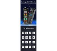 YobiLife ZL126B True RMS Multimètre numérique 9999 comptes avec écran LCD rétroéclairé, détection de fil sous tension NCV, mesure de tension et de courant AC DC, sonde de température, noir (ZL126A)