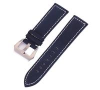 Yobohui Bracelet en cuir brossé 18/20/22/24 mm, style vintage classique for homme et femme(Blue,Width 20mm)