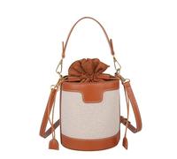 Yobohui Sac à bandoulière cylindrique en cuir PU pour femme, sac à main décontracté avec cordon de serrage, sac à main, sac de loisirs d'été, marron, Taille unique