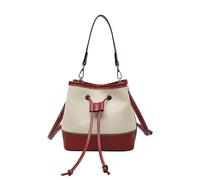 Yobohui Sac à bandoulière pour femme avec cordon de serrage, sac fourre-tout en cuir synthétique, sac fourre-tout en toile, Rouge, Taille unique