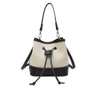 Yobohui Sac à bandoulière pour femme avec cordon de serrage, sac fourre-tout en cuir synthétique, sac fourre-tout en toile, Noir , Taille unique