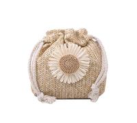 Yobohui Sac à bandoulière tendance avec cordon de serrage en paille, kaki, Taille unique