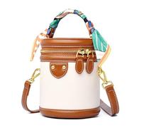 Yobohui Sac seau coloré pour femme, sac cylindrique, sac à bandoulière polyvalent tendance pour femme, marron, Taille unique
