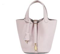 Yobohui Sac seau en cuir souple pour femme - Design tendance - Panier à légumes - Sac à main de transport décontracté, Violet 1, 18cm