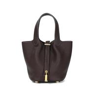 Yobohui Sac seau en cuir souple pour femme - Design tendance - Panier à légumes - Sac à main de transport décontracté, Noir , 14cm