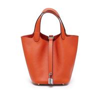 Yobohui Sac seau en cuir souple pour femme - Design tendance - Panier à légumes - Sac à main de transport décontracté, Orange, Small