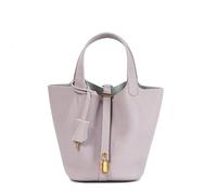 Yobohui Sac seau en cuir souple pour femme - Design tendance - Panier à légumes - Sac à main de transport décontracté, Violet 2, 14cm